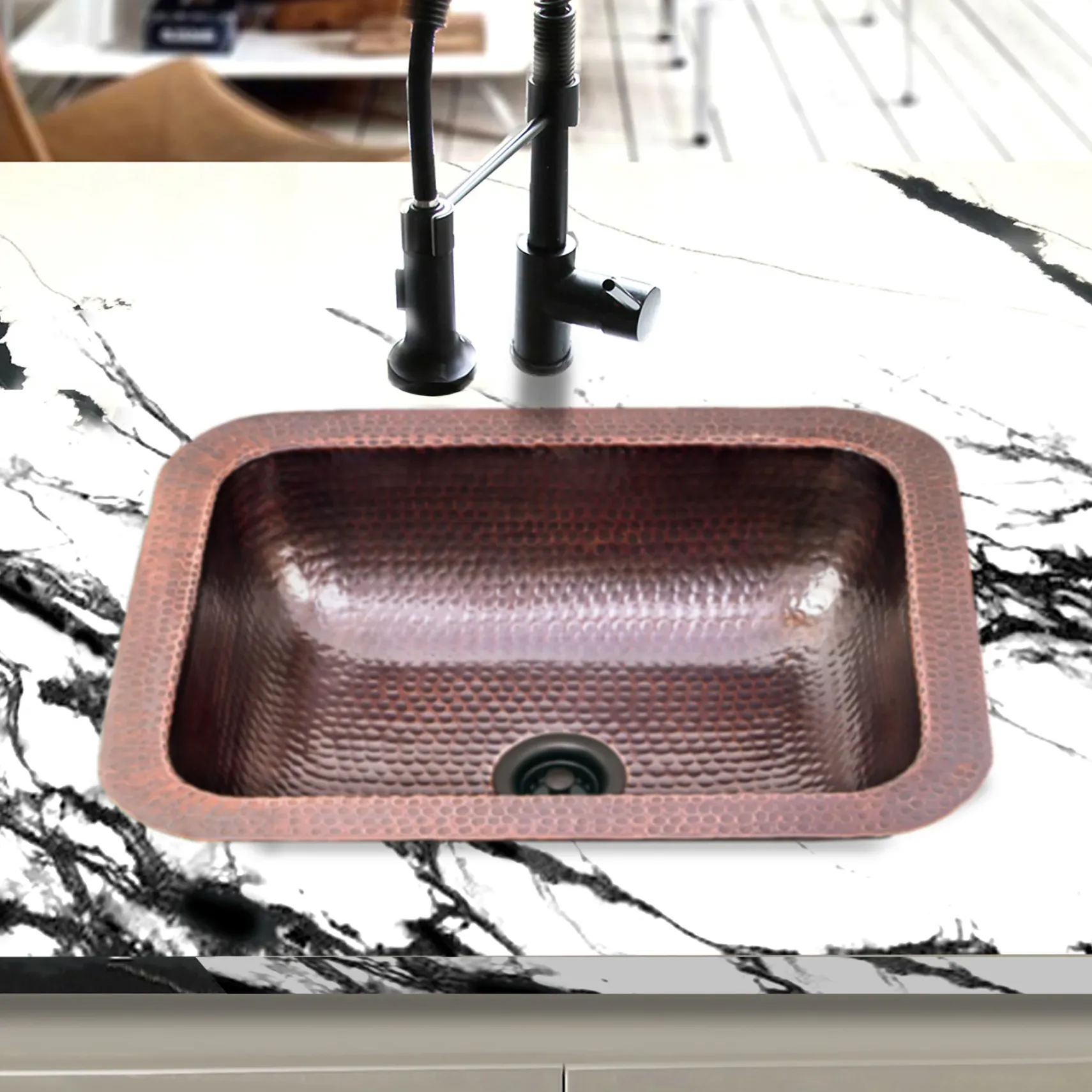 Nantucket Sinks Brightwork Home 17" Rectangle Copper Bar/Prep Sink with Accessories, 16 Gauge, REHC-2.5