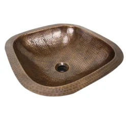 Nantucket Sinks Brightwork Home 16" Copper Bathroom Sink, Light Copper, SQRC-OF