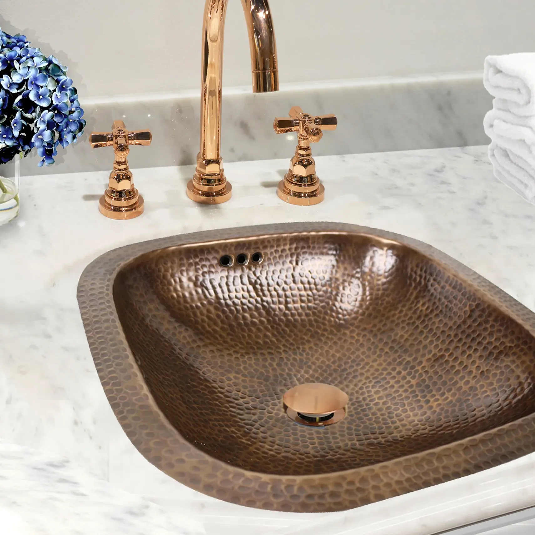 Nantucket Sinks Brightwork Home 16" Copper Bathroom Sink, Light Copper, SQRC-OF