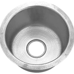 Nantucket Sinks Brightwork Home 15" Round Stainless Steel Bar/Kitchen Sink with Accessories, 18 Gauge, RS15-SSMF