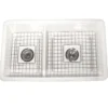 Nantucket Sinks Cape 31" Dual Mount Fireclay Kitchen Sink with Accessories, 60/40 Double Bowl, White, Wellfleet-31OSW
