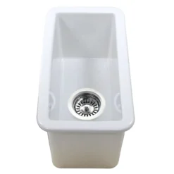 Nantucket Sinks Cape 9" Rectangle Fireclay Bar/Kitchen Sink with Accessories, White, CAPE189
