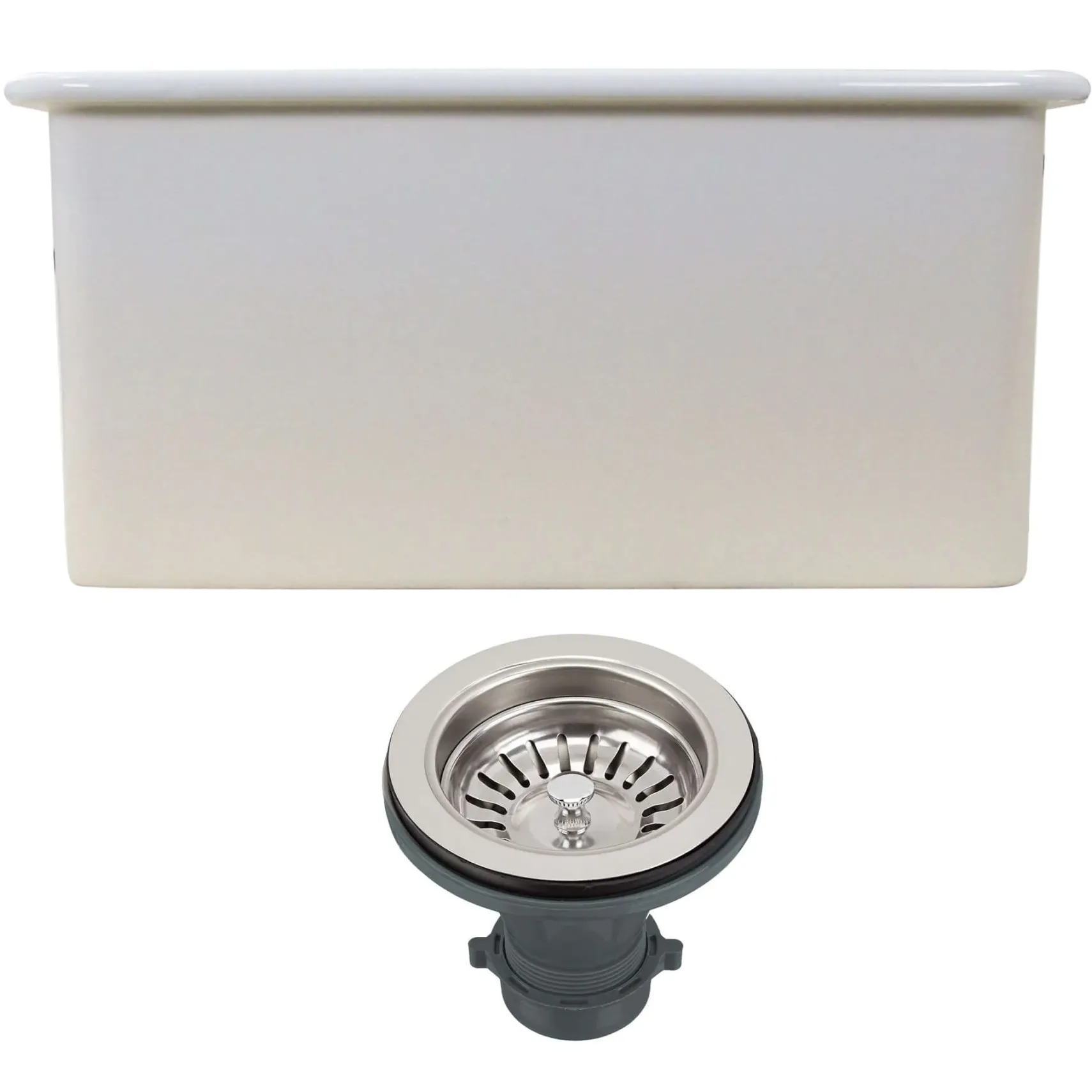 Nantucket Sinks Cape 9" Rectangle Fireclay Bar/Kitchen Sink with Accessories, White, CAPE189