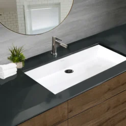Nantucket Sinks Glacierstone 36" Bathroom Sink, White, NS-GSTR36