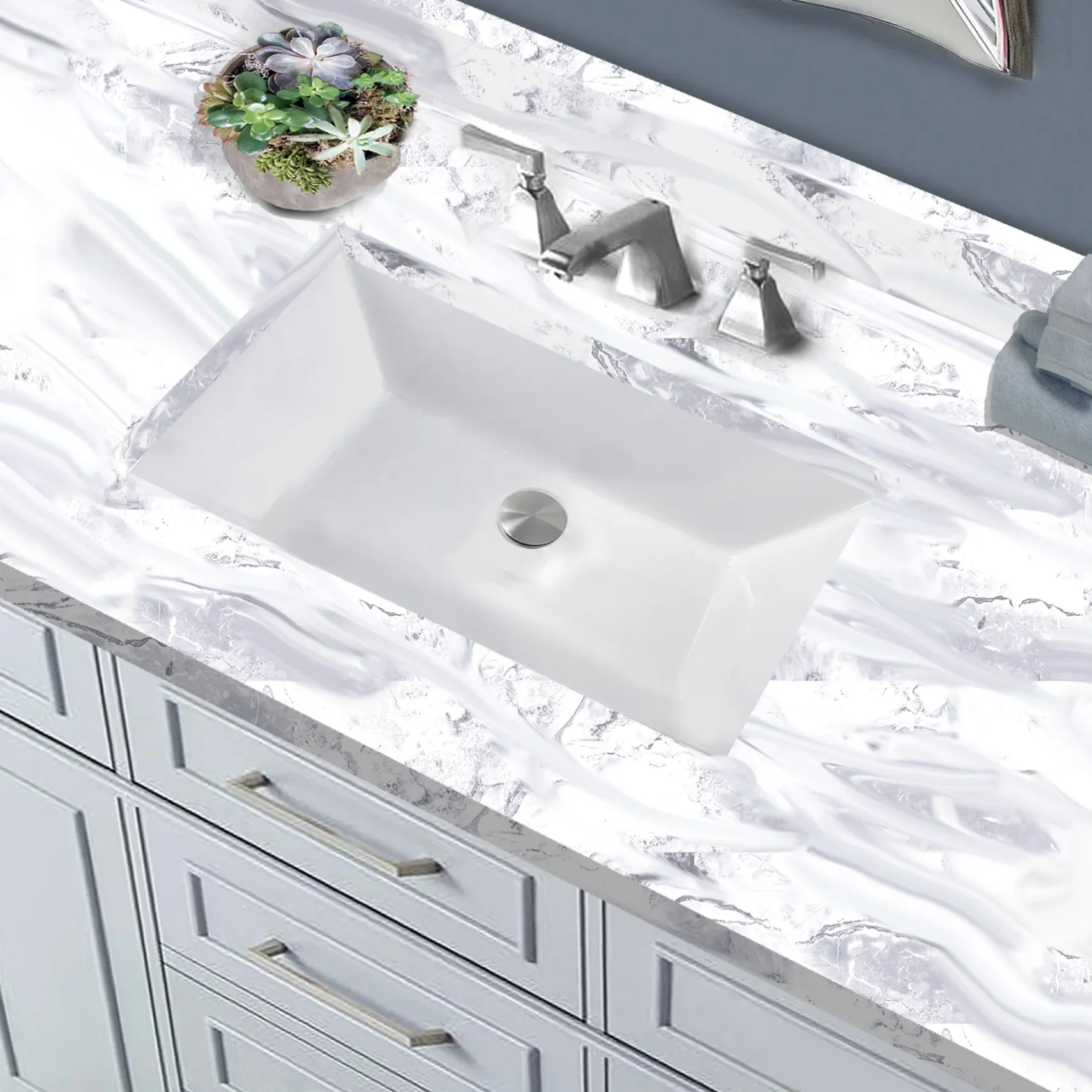 Nantucket Sinks Great Point 21" Ceramic Bathroom Sink, White, UM-19x11-W