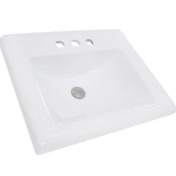 Nantucket Sinks Great Point 23" x 18.25" x 8.75" Rectangular Drop In/Topmount Ceramic - Vitreous China Bathroom Sink, White, DI-2418-R4