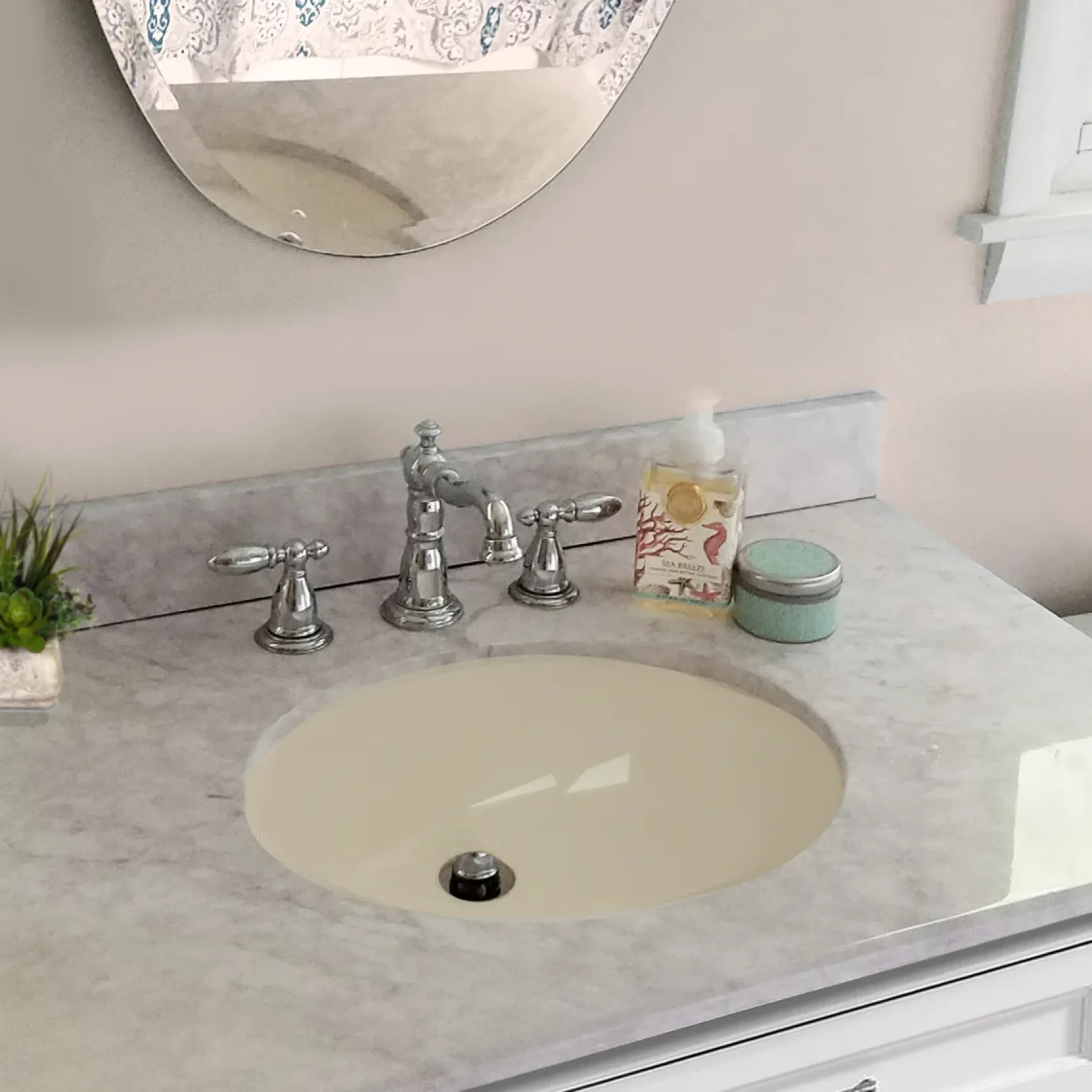 Nantucket Sinks Great Point 17" Ceramic Bathroom Sink, Bisque, UM-15x12-B