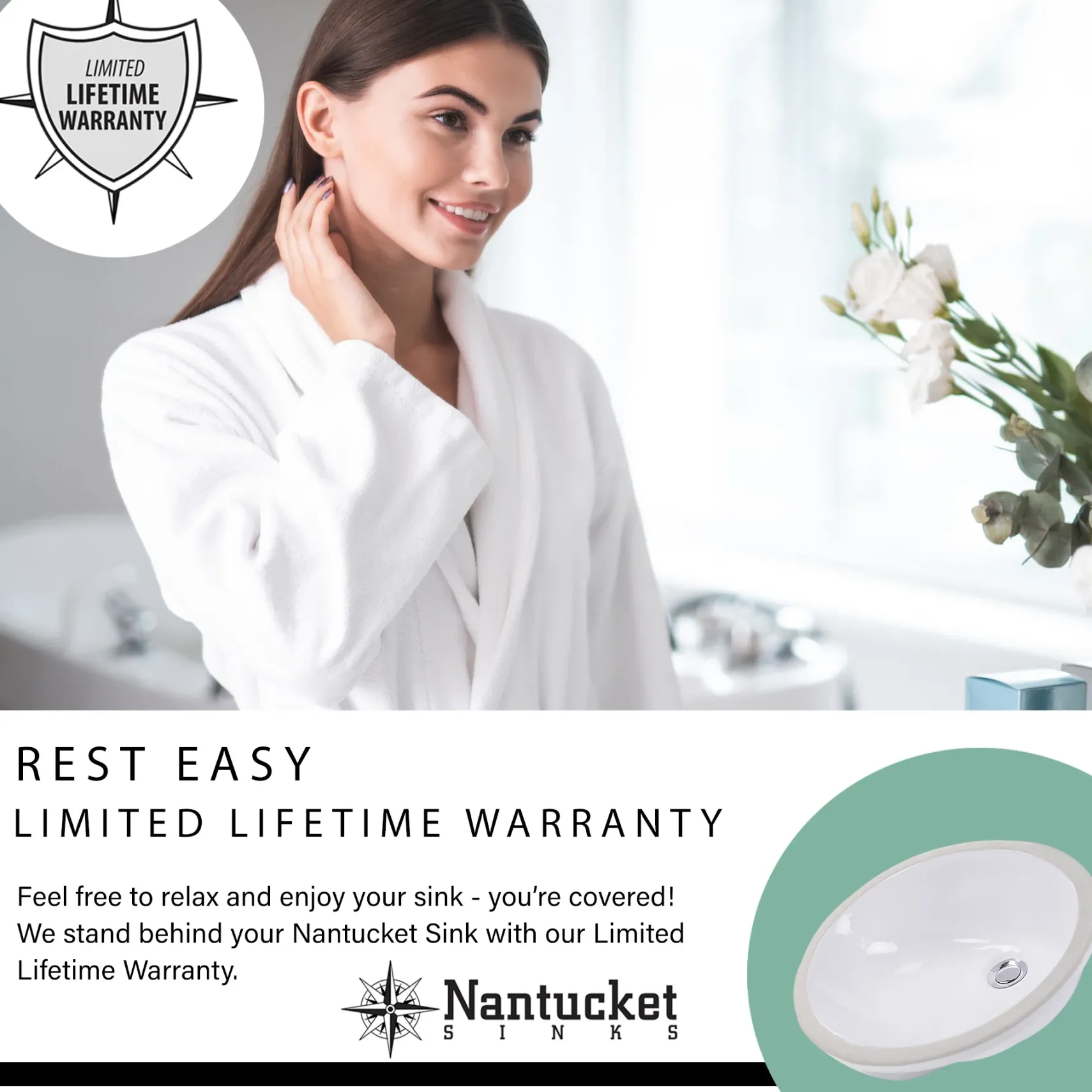 Nantucket Sinks Great Point 17" Ceramic Bathroom Sink, Bisque, UM-15x12-B
