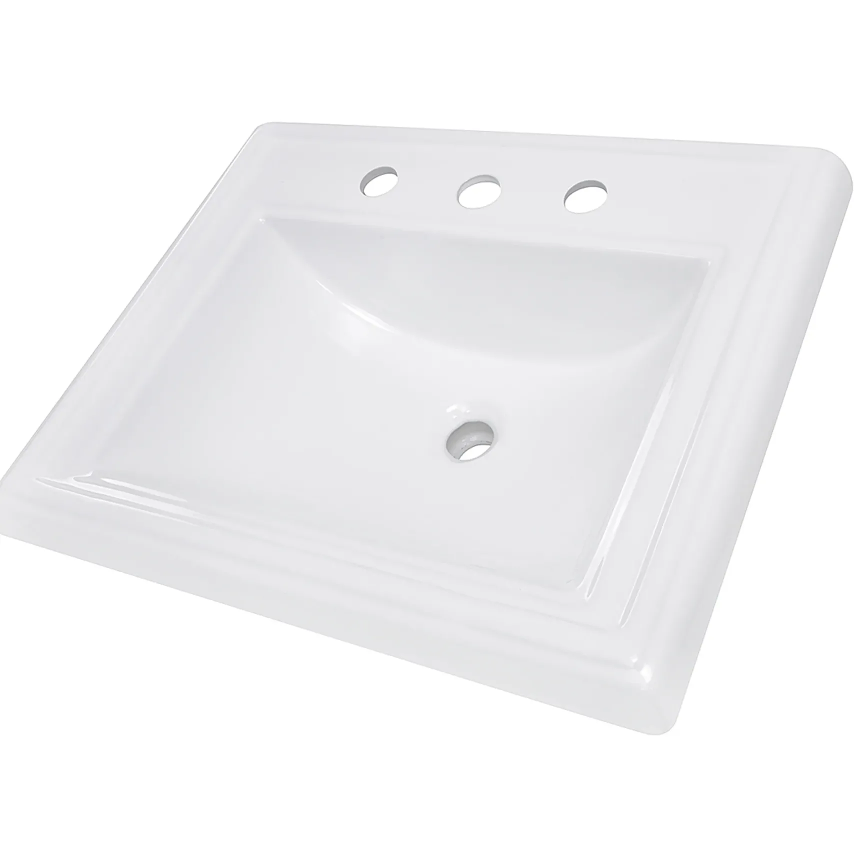 Nantucket Sinks Great Point 23" Ceramic Bathroom Sink, White, DI-2418-R8