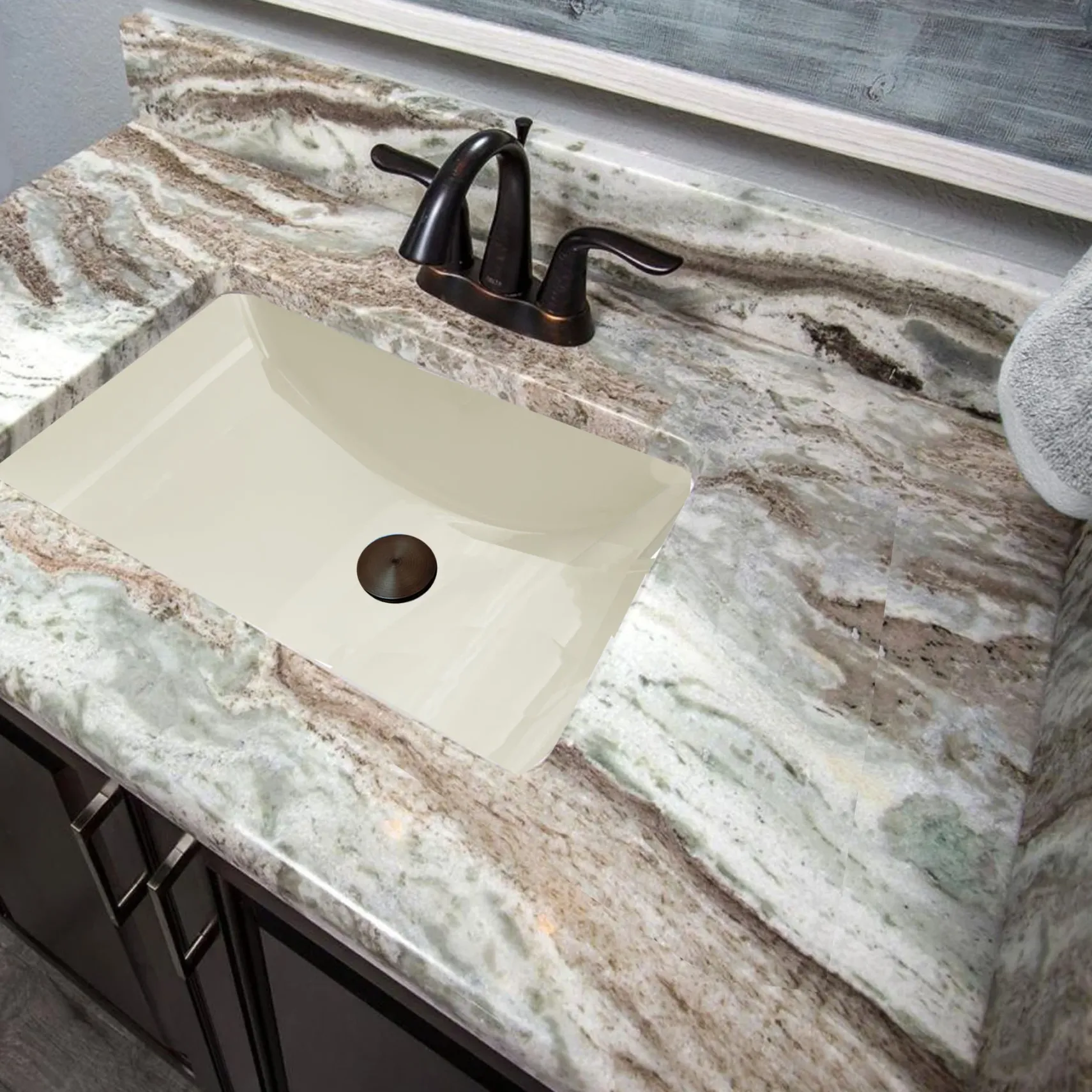 Nantucket Sinks Great Point 21" Ceramic Bathroom Sink, Bisque, UM-18x12-B