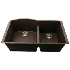 Nantucket Sinks Plymouth 33" Granite Composite Kitchen Sink, 60/40 Double Bowl, Brown, PR6040-BR-UM