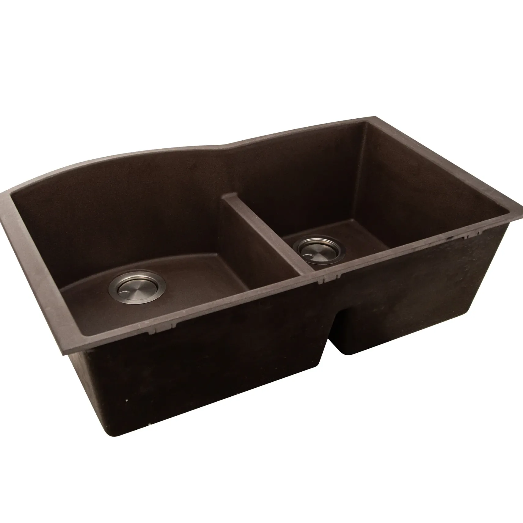 Nantucket Sinks Plymouth 33" Granite Composite Kitchen Sink, 60/40 Double Bowl, Brown, PR6040-BR-UM