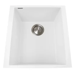 Nantucket Sinks Plymouth 16" Rectangle Granite Composite Bar/Kitchen Sink, White, PR1716-W