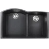 Nantucket Sinks Plymouth 33" Granite Composite Kitchen Sink, 60/40 Double Bowl, Black, PR6040-BL-UM
