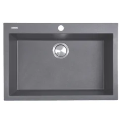 Nantucket Sinks Plymouth 27" Dual Mount Granite Composite Kitchen Sink with Accessories, Titanium, PR2720-DM-TI