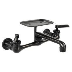 Nantucket Sinks Premium Kitchen 1.5 GPM Brass Utility/Mud/Laundry Faucet, Handle, Black, CIF-2HMBL