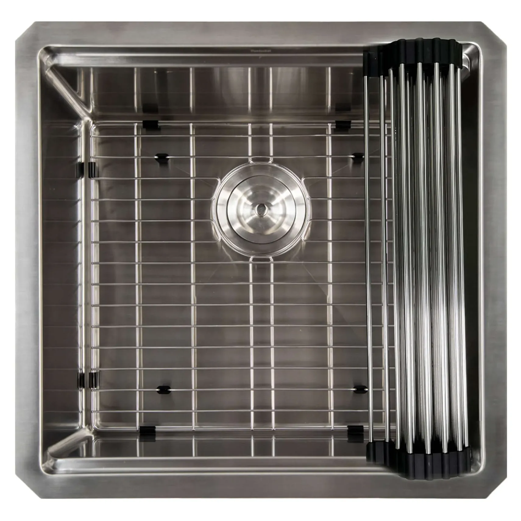 Nantucket Sinks Pro Series 19" Square 304 Stainless Steel Bar/Kitchen Sink with Accessories, 16 Gauge, SR-PS-1919-16
