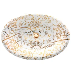 Nantucket Sinks Regatta 25" Fireclay Bathroom Sink, White/Gold, RC70640GS