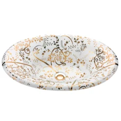 Nantucket Sinks Regatta 25" Fireclay Bathroom Sink, White/Gold, RC70640GS