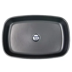 Nantucket Sinks Regatta 24" x 15.75" Rectangular Fireclay Bathroom Vessel Sink with Accessories, Matte Black, RC6044MB