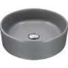 Nantucket Sinks Regatta 15.75" Diameter Round Fireclay Bathroom Vessel Sink with Accessories, Matte Concrete, RC4011C