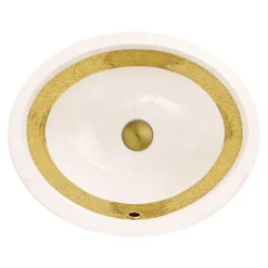 Nantucket Sinks Regatta 19" Fireclay Bathroom Sink, White/Gold, RC78340GRD