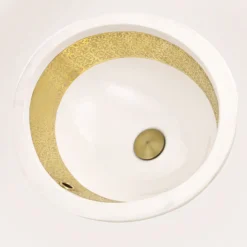 Nantucket Sinks Regatta 19" Fireclay Bathroom Sink, White/Gold, RC78340GRD