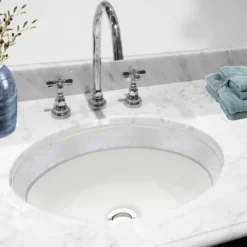 Nantucket Sinks Regatta 19" Fireclay Bathroom Sink, White/Platinum, RC78340SL