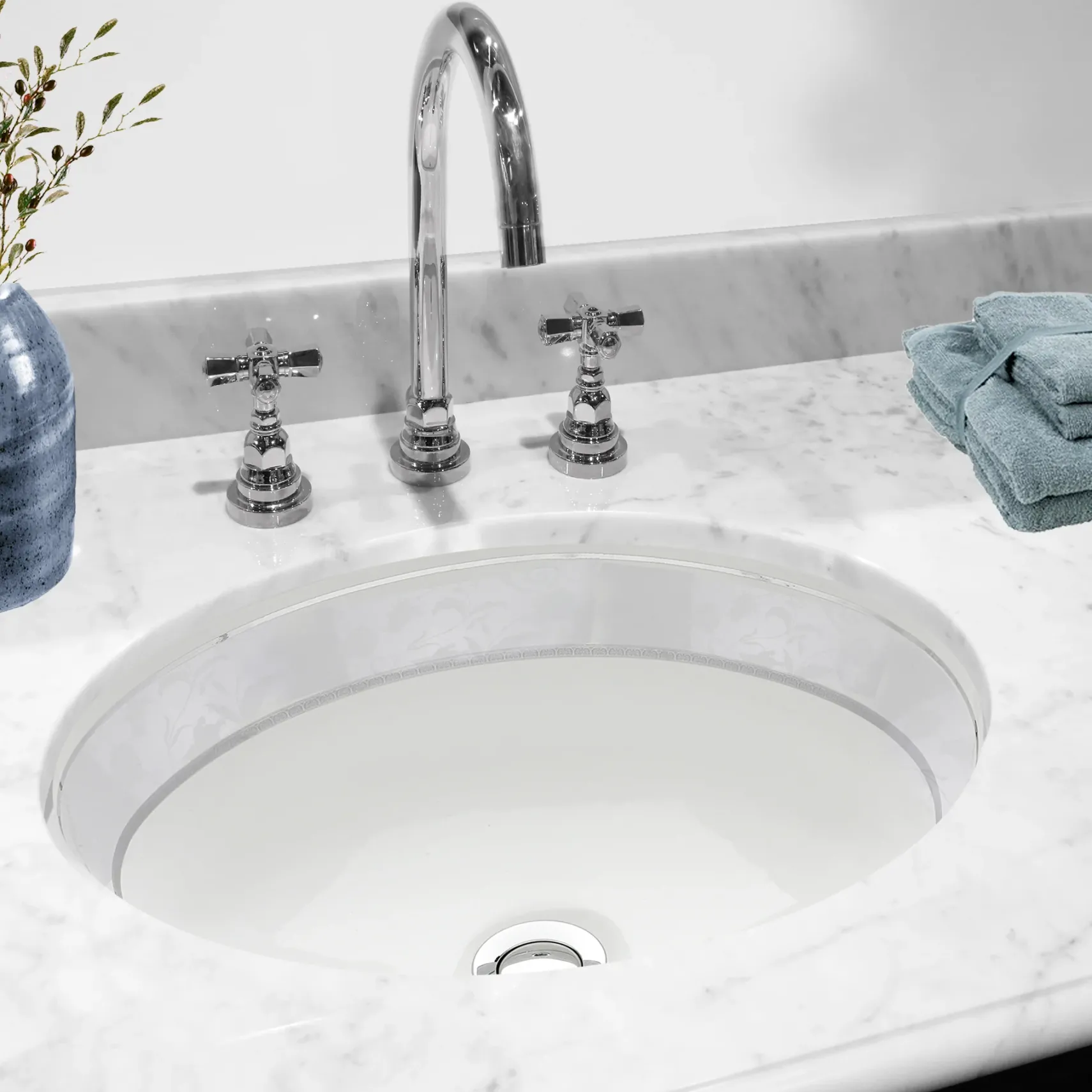 Nantucket Sinks Regatta 19" Fireclay Bathroom Sink, White/Platinum, RC78340SL