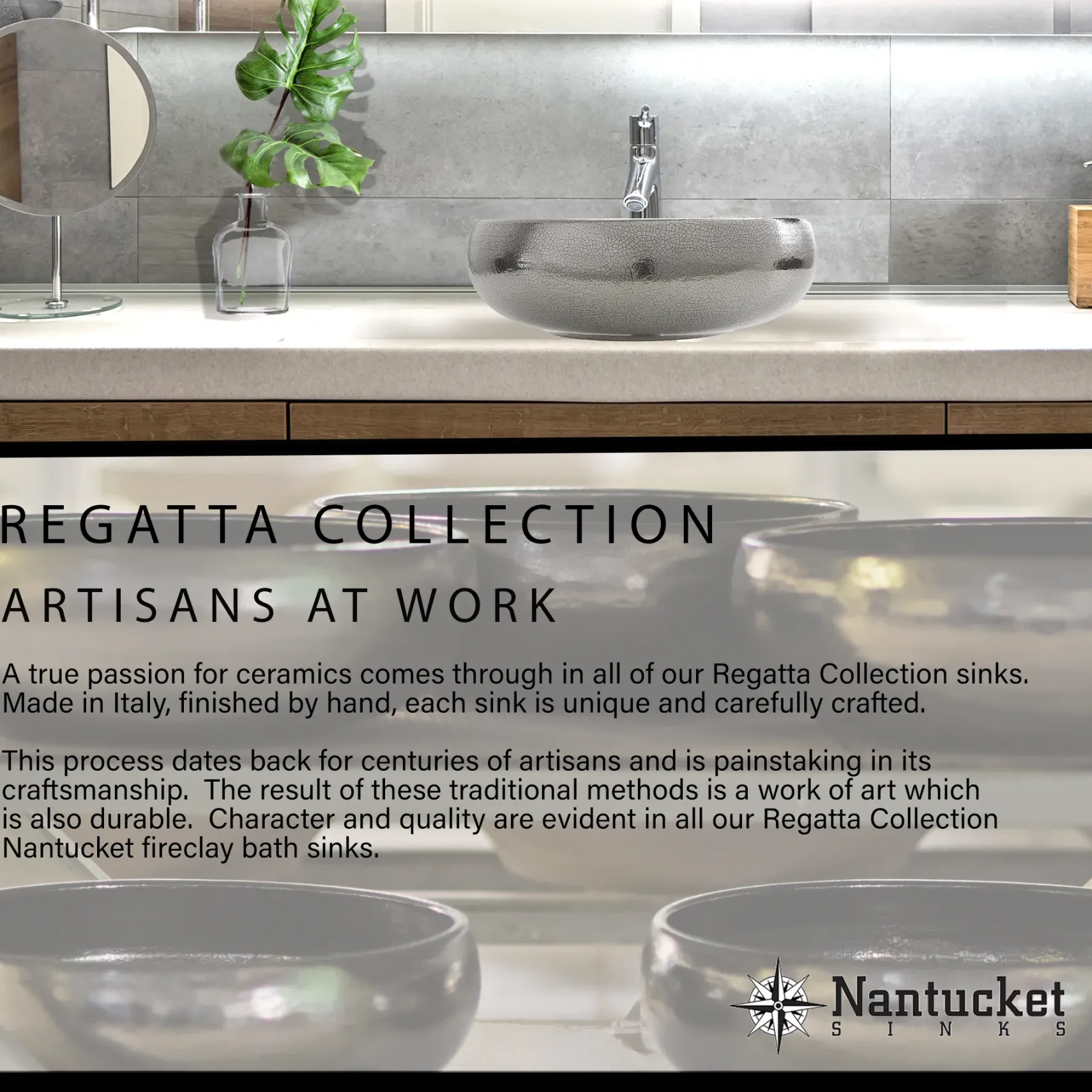 Nantucket Sinks Regatta 19" Fireclay Bathroom Sink, White/Platinum, RC78340SL