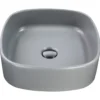 Nantucket Sinks Regatta 15.75" x 15.75" Square Fireclay Bathroom Vessel Sink with Accessories, Matte Concrete, RC4033C