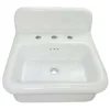 Nantucket Sinks Victorian 19.5" x 17.75" Irregular Wallmount Fireclay Bathroom Sink with Accessories, White/White, NS-VCDM20-WW