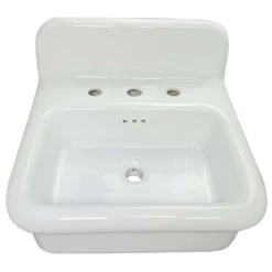 Nantucket Sinks Victorian 19.5" x 17.75" Irregular Wallmount Fireclay Bathroom Sink with Accessories, White/White, NS-VCDM20-WW