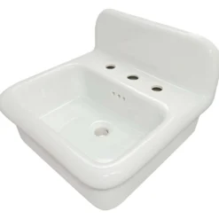 Nantucket Sinks Victorian 19.5" x 17.75" Irregular Wallmount Fireclay Bathroom Sink with Accessories, White/White, NS-VCDM20-WW