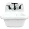 Nantucket Sinks Victorian 16.5" x 16.5" Irregular Wallmount Fireclay Bathroom Sink with Faucet and Accessories, White/Matte Black, NS-VC16-WW-MBFCT