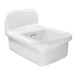 Nantucket Sinks Victorian 13.58" x 17.91" Irregular Wallmount Fireclay Bathroom Sink with Accessories, White/White, NS-VCDM14-WW