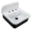 Nantucket Sinks Victorian 19.5" x 17.75" Irregular Wallmount Fireclay Bathroom Sink with Accessories, White/Black, NS-VCDM20-BLKW