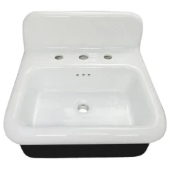 Nantucket Sinks Victorian 19.5" x 17.75" Irregular Wallmount Fireclay Bathroom Sink with Accessories, White/Black, NS-VCDM20-BLKW