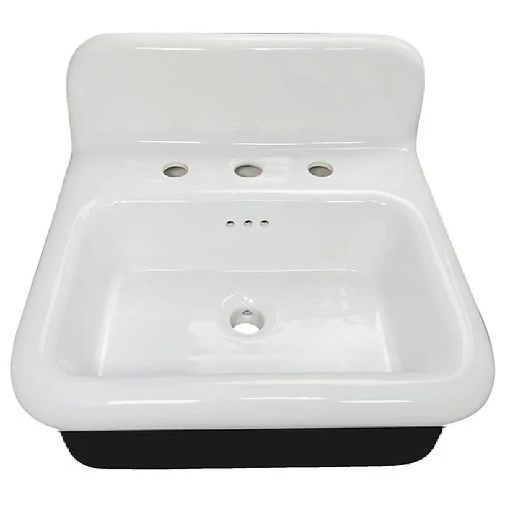 Nantucket Sinks Victorian 19.5" x 17.75" Irregular Wallmount Fireclay Bathroom Sink with Accessories, White/Black, NS-VCDM20-BLKW