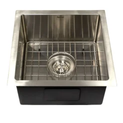 Nantucket Sinks All Weather 15" Undermount 316 Marine Grade Stainless Steel Kitchen Sink with Accessories, 16 Gauge, AW1515-16