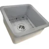 Nantucket Sinks Cape 18" Dual Mount Fireclay Kitchen Sink with Accessories, Matte Grey, Wellfleet-1818GR