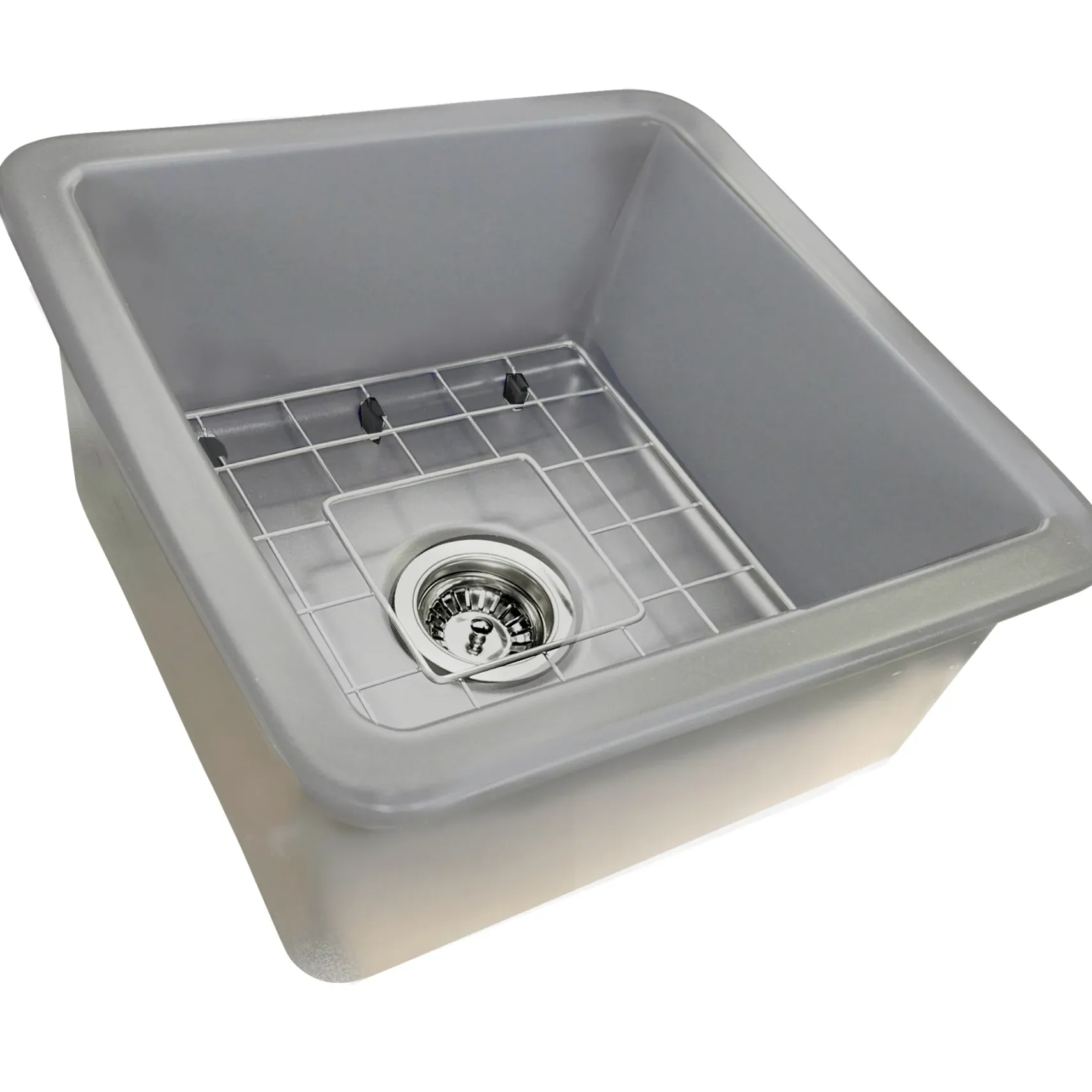 Nantucket Sinks Cape 18" Dual Mount Fireclay Kitchen Sink with Accessories, Matte Grey, Wellfleet-1818GR