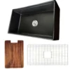 Nantucket Sinks Cape 33" Fireclay Workstation Farmhouse Sink with Accessories, Matte Black, T-PS33MB