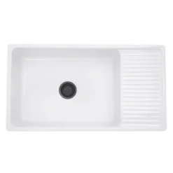 Nantucket Sinks Cape 36" Fireclay Farmhouse Sink, White, FCFS36-DB
