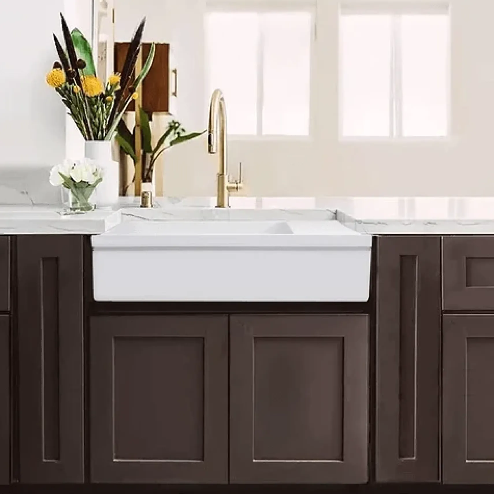 Nantucket Sinks Cape 36" Fireclay Farmhouse Sink, White, FCFS36-DB
