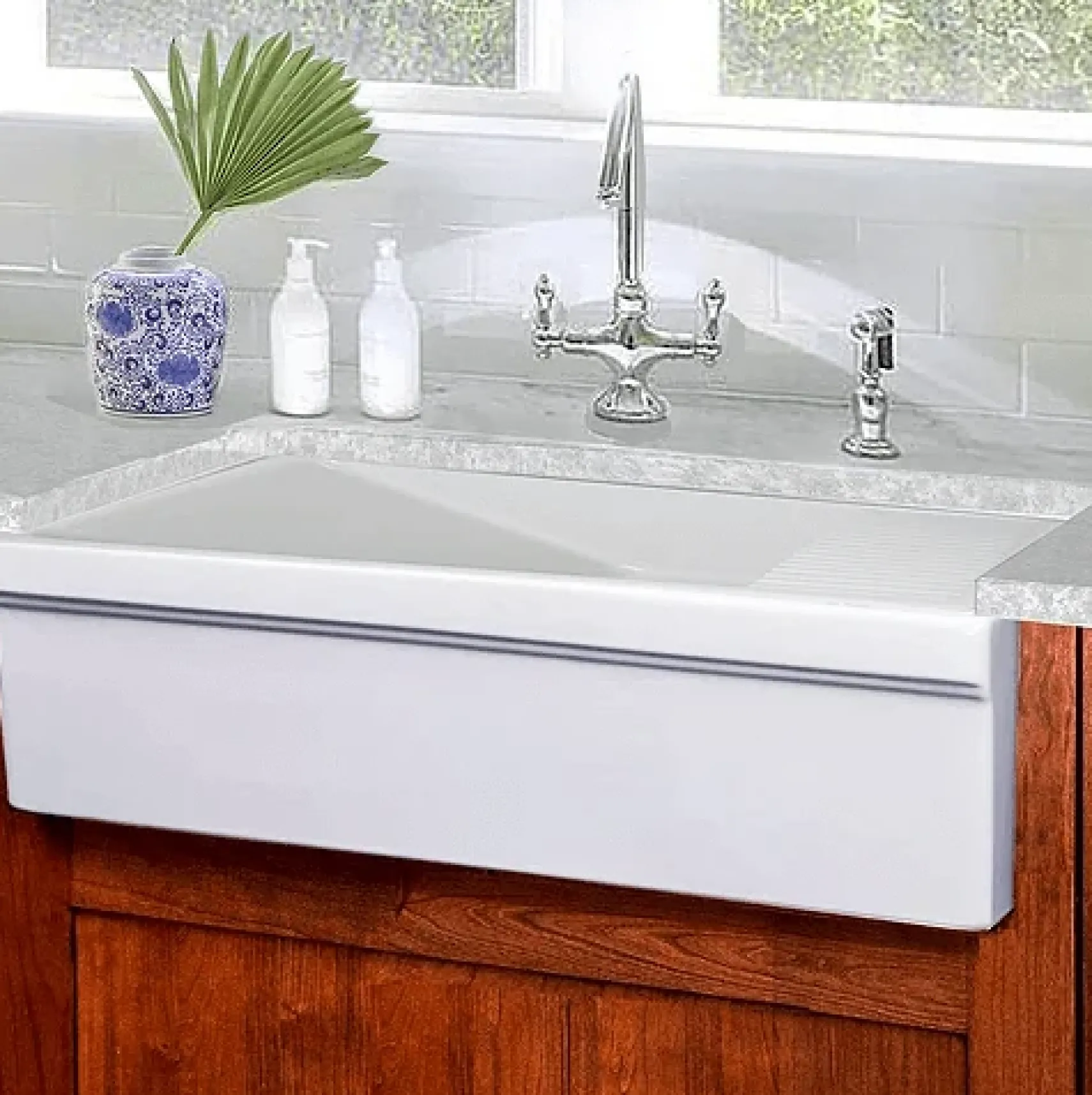 Nantucket Sinks Cape 36" Fireclay Farmhouse Sink, White, FCFS36-DB