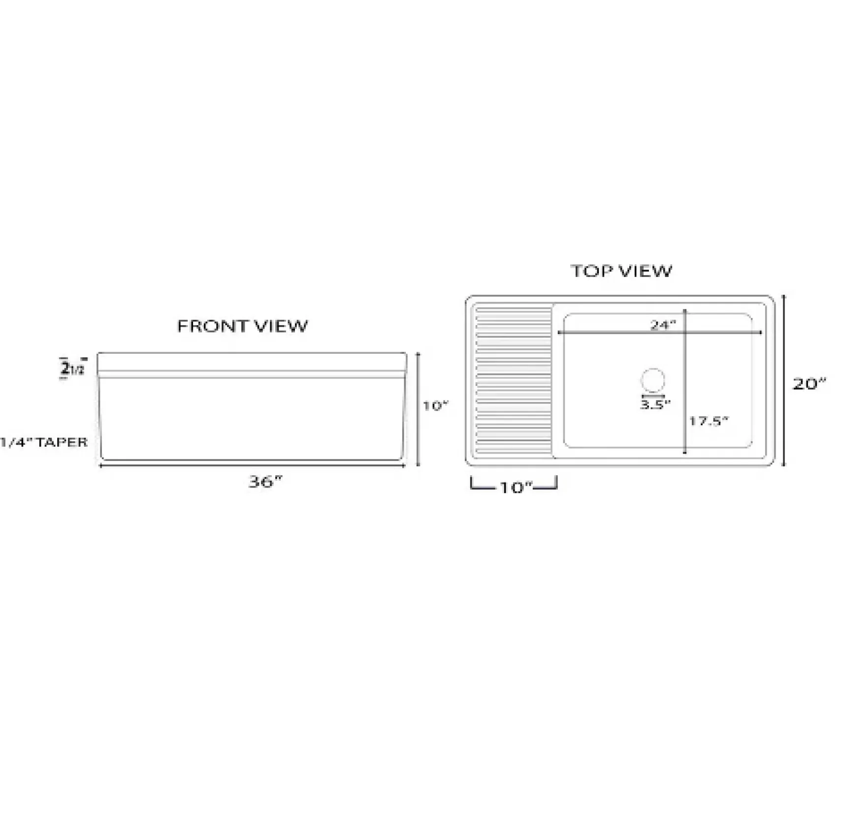 Nantucket Sinks Cape 36" Fireclay Farmhouse Sink, White, FCFS36-DB