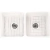 Nantucket Sinks Cape 36" Fireclay Farmhouse Sink with Accessories, White, T-FCFS36-DBL