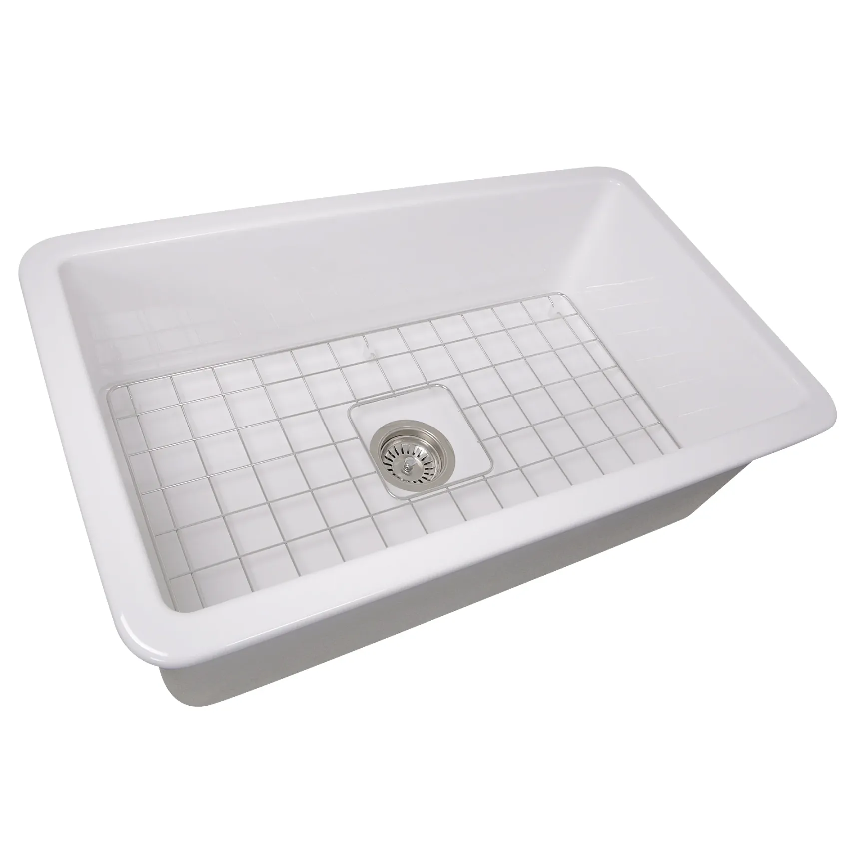 Nantucket Sinks Cape 32" Fireclay Kitchen Sink, White, Wellfleet-3218W