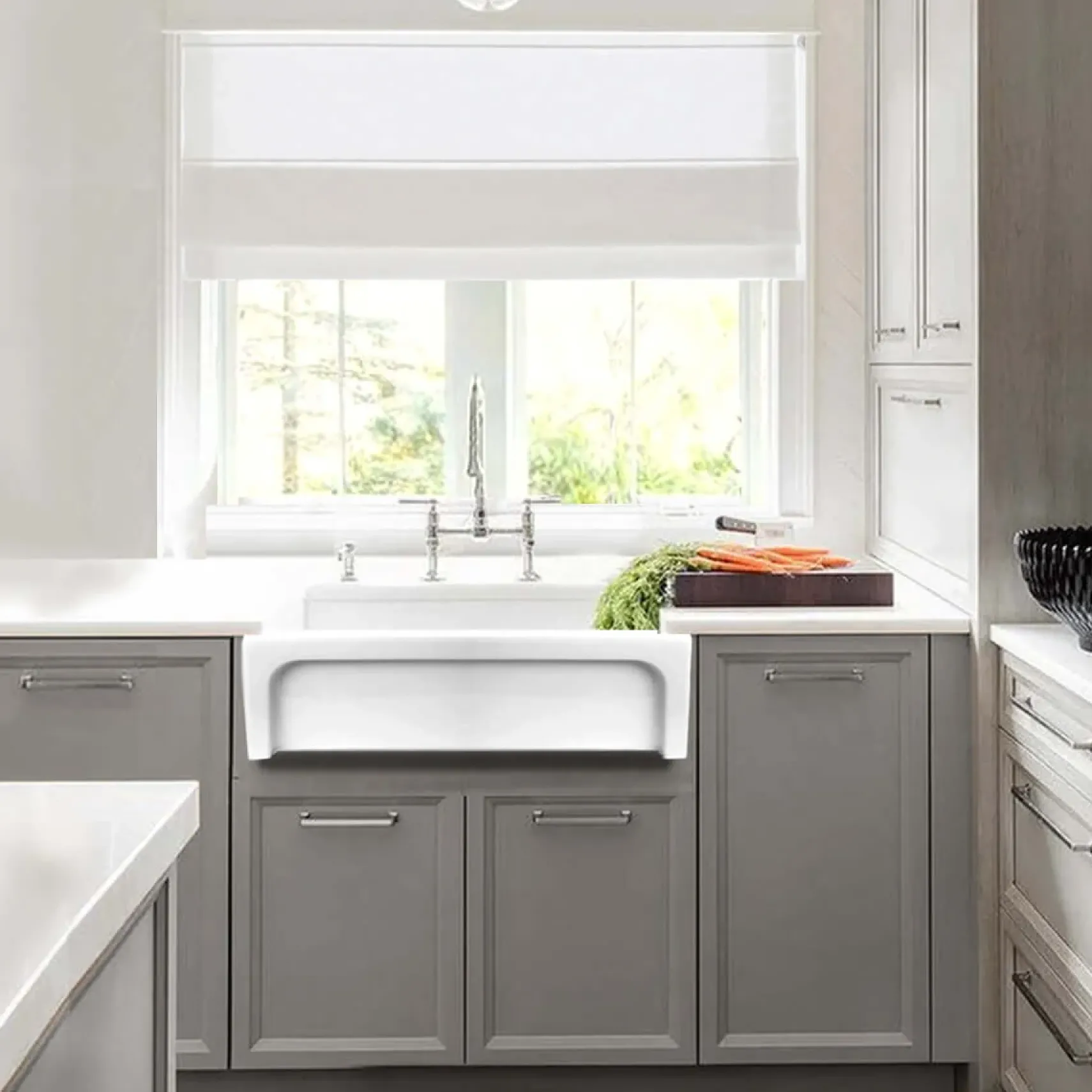 Nantucket Sinks Cape 30" Fireclay Farmhouse Sink, White, WH3018FCL